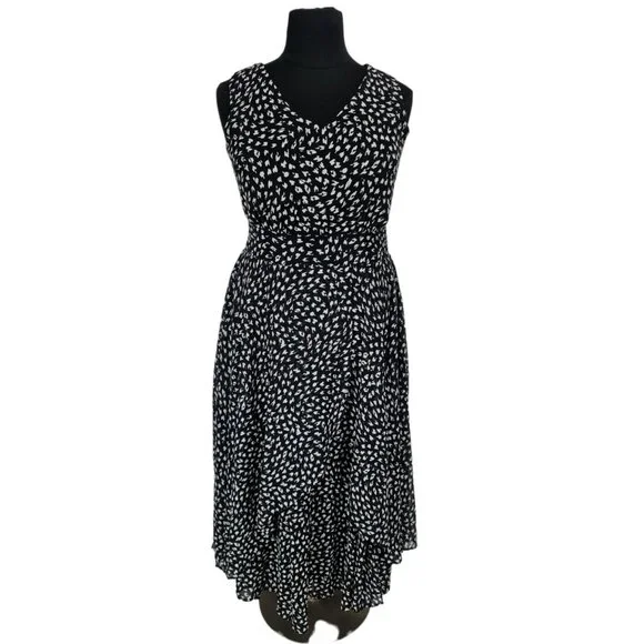 Jessica London | Dresses | Jessica London Women Hight Low Maxi Dress Plus  6w Black Polka Dots Chiffon 262p